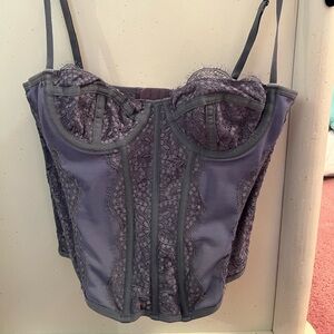 Purple corset top with a zipper in the back, urban outfitters